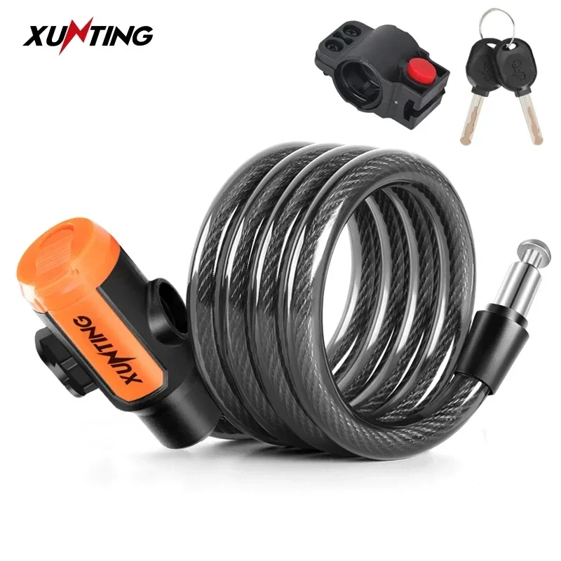 Xunting Mountain Bike Bicycle Lock Electric Password Fixed Anti-Theft Steel Chain Lock Bicycle Accessories Candado Bicicleta