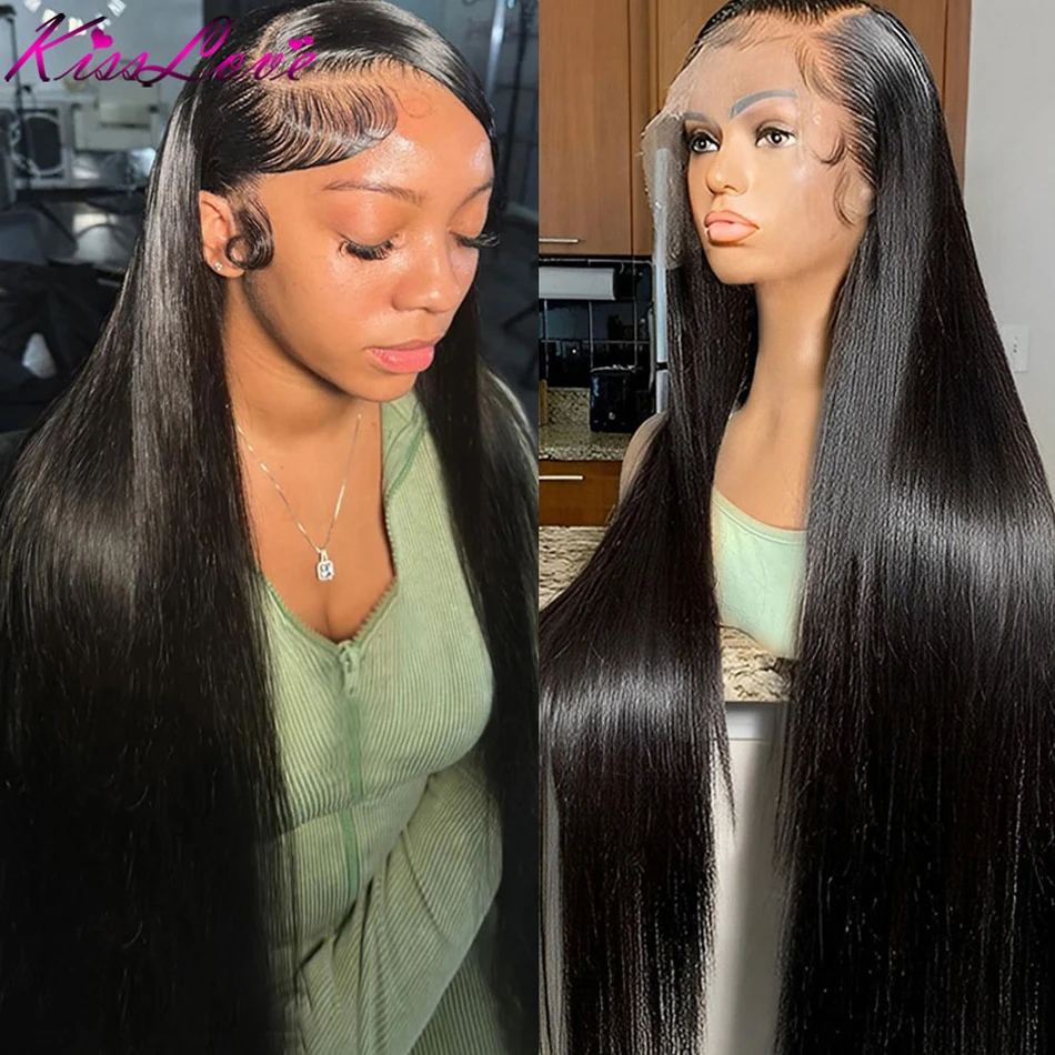 13x6/13x4 Lace Frontal Human Hair Wigs Pre Plucked Glueless Brazilian Straight HD Transparent Lace Closure Wigs with Baby Hair