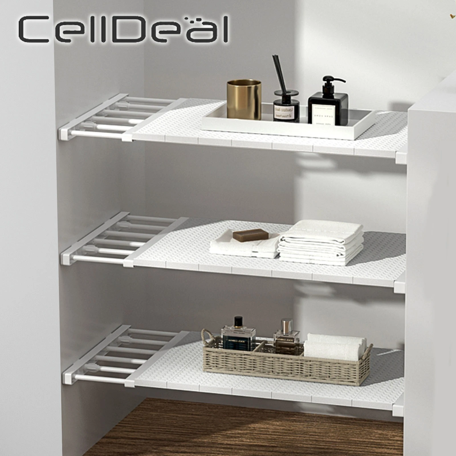 Adjustable Closet Organizer Storage Shelf Space Saving Wardrobe Wall Mounted Rack Kitchen Home Decorative Cabinet Holders