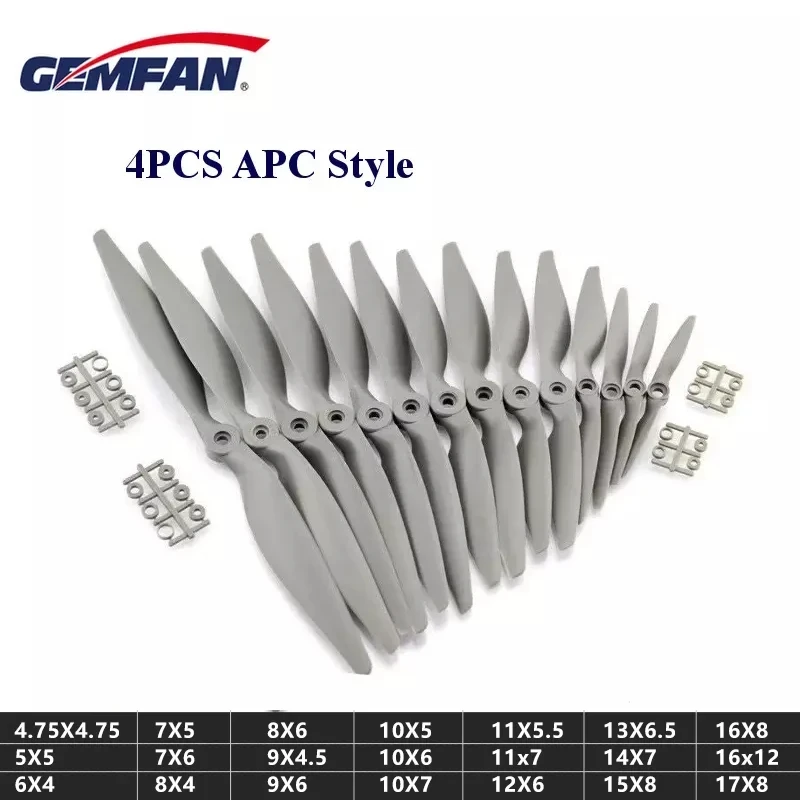 4PCS Gemfan APC Nylon Propeller 5050 6040 7050 7060 8040 8060 9045 9060 1050 1060 1070 1155 1260 1365 1470 Prop For RC Airplane