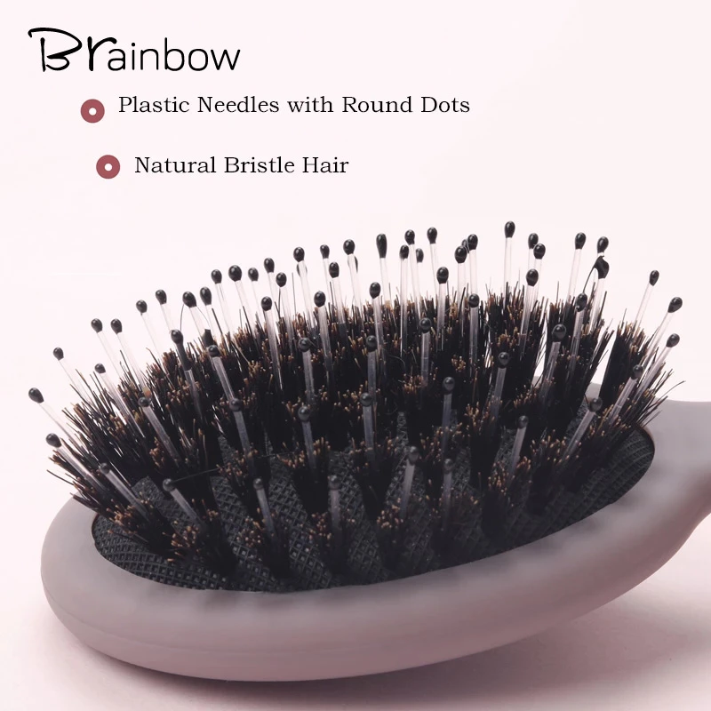 Brainbow 1PC Bristle Hair Brush 5 Colors Anti-static Non-slip Handle Hair Comb Head Scalp Massager Cute &Mini Sized Comb