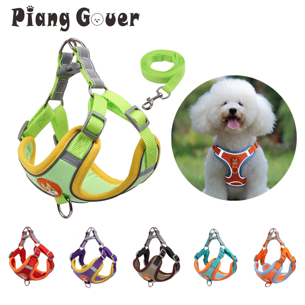 Pet Reflective Dog Harness Medium Large Dog Lead Walking Running Leashes Dogs Chest Strap Vest