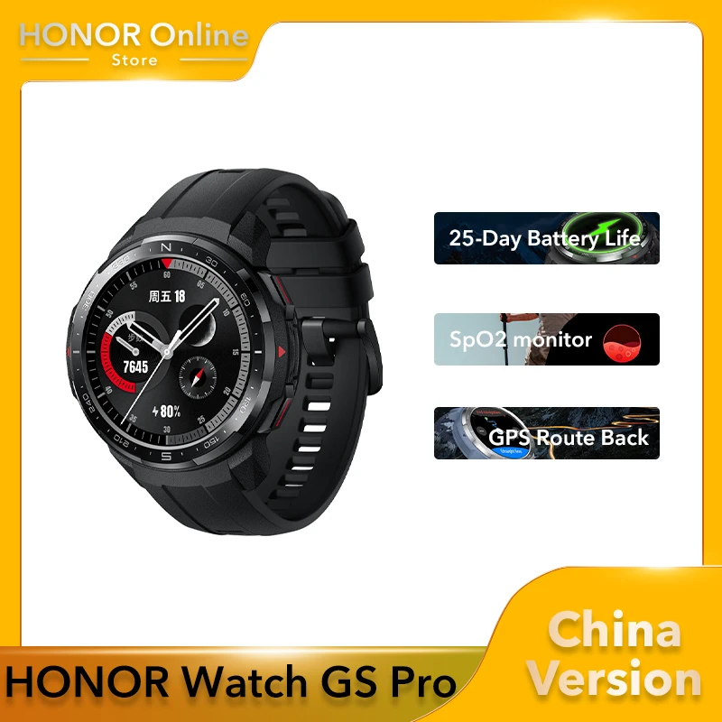 Global Version Honor Watch GS Pro Smart Watch SpO2 Smartwatch Heart Rate Monitoring Bluetooth Call  5ATM  Sports Watch for Men