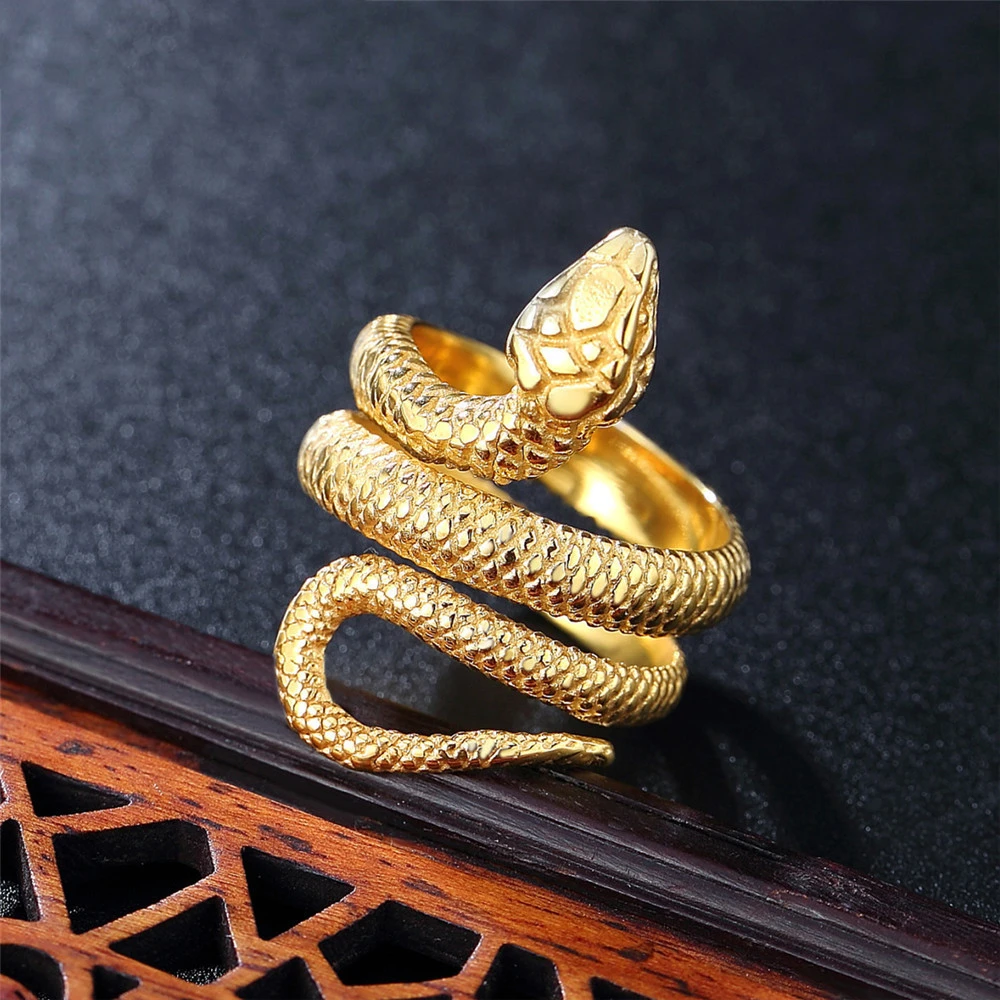 Simple Stainless Steel Snake Ring For Men Women Punk Hip Hop Fashion Couple Ring Men's Gold Ring Jewelry For The Best Him Gift