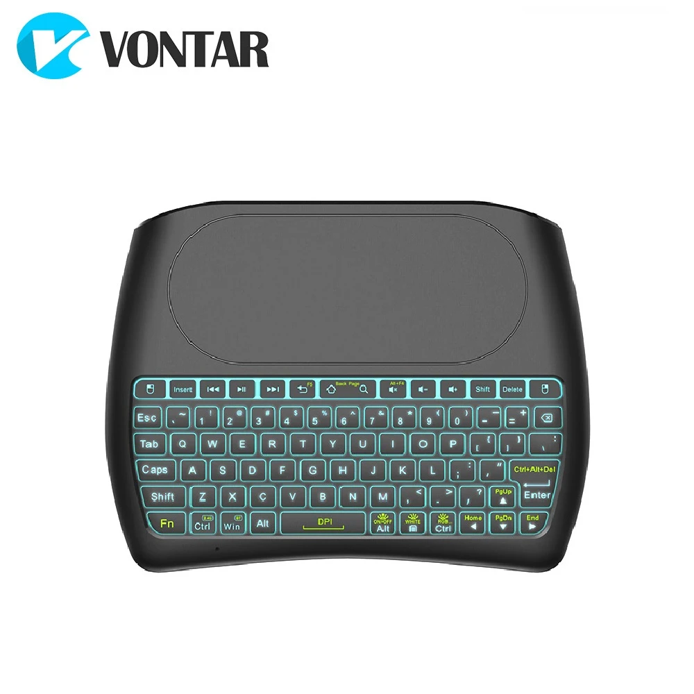 VONTAR Backlight BT keyboard D8 Super English Russian 2.4G Wireless Mini Keyboard Air Mouse Touchpad for Android TV BOX