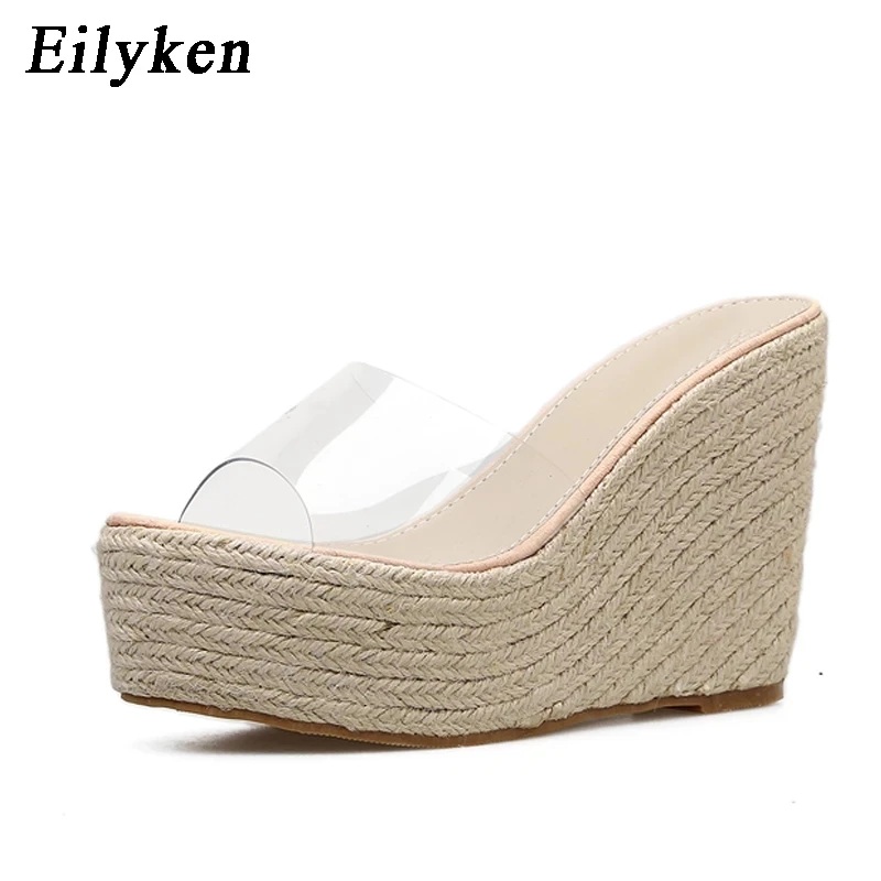 Eilyken 2022 New Summer PVC Jelly Sandals slippers Shoes Casual Sexy Wedges 11.5CM Women's Sandals slippers size 34-40