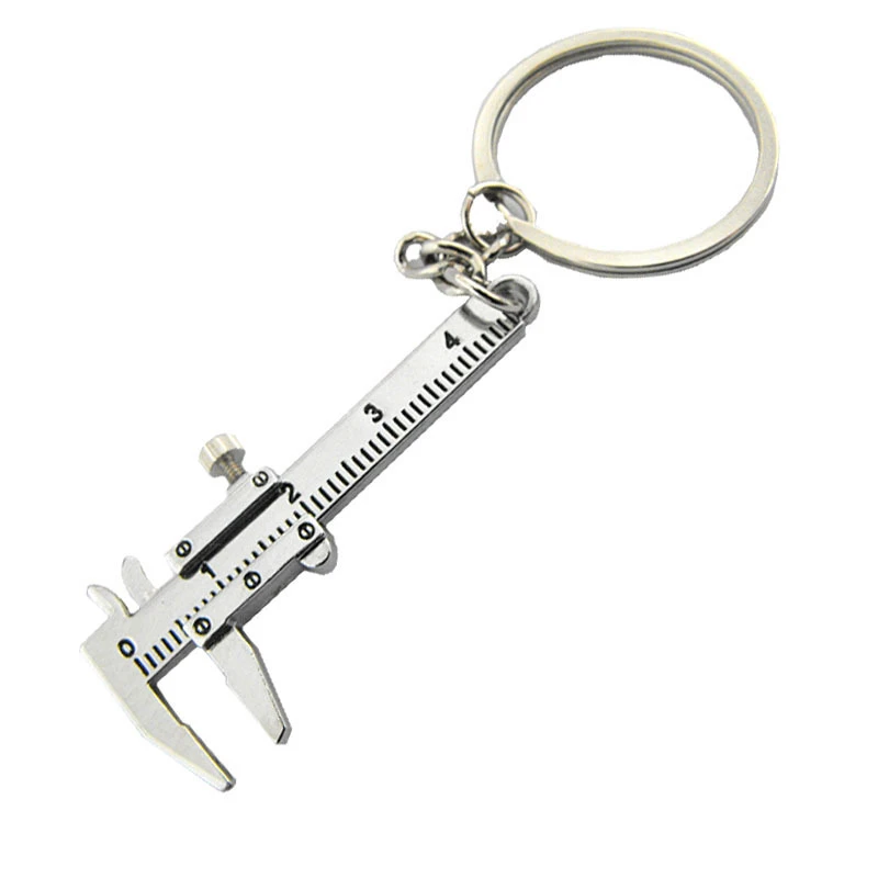 Portable 0-4cm Mini Vernier Calipers Keychain Measuring Gauging Tools Key Ring Style Simulation Model Ruler Vernier Caliper