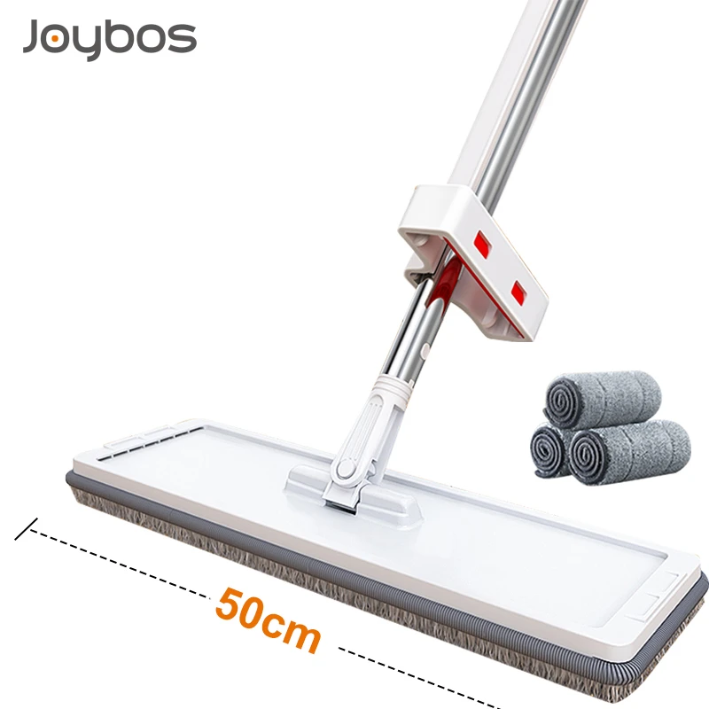 JOYBOS Flat Mop Plus 50 cm Large Head No Hand Wash Dry Wet Mop Household Magic Squeeze Pool Brush Cleaning Mop Garden Hotel Mop