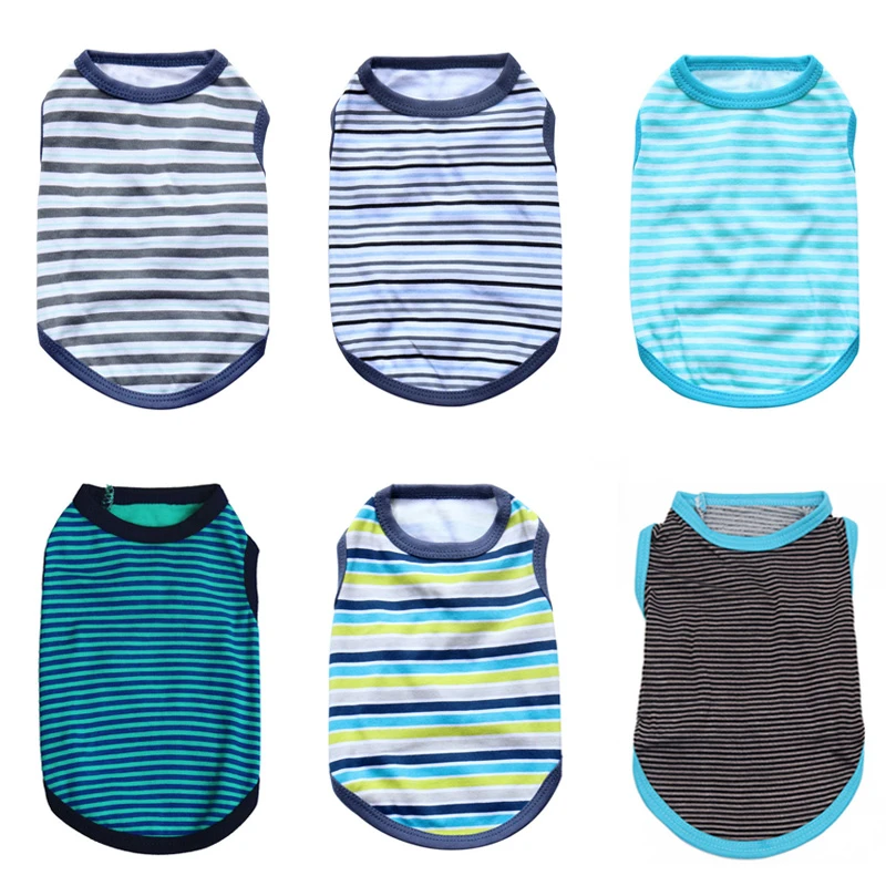 Summer Striped Dog Shirt Cotton Casual Pet Vest Comfortable  Dog Costume Puppy T-Shirt Breathable Dog Clothes