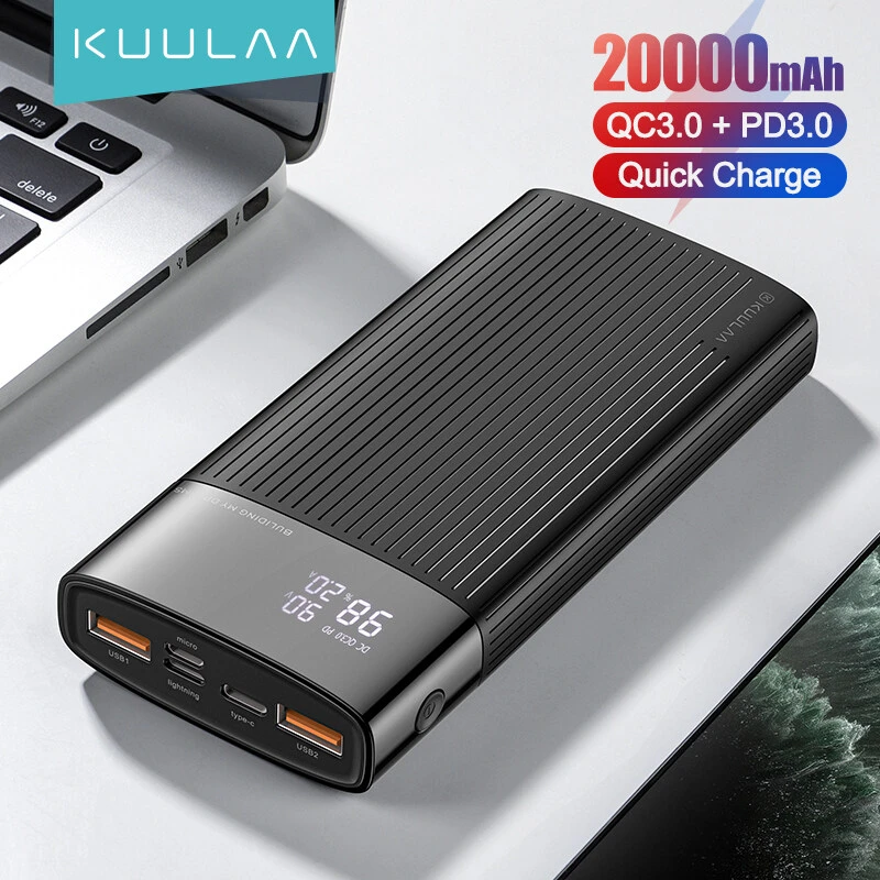 KUULAA Power Bank 20000mAh QC PD 3.0 PoverBank Fast Charging PowerBank 20000 mAh USB External Battery Charger For Xiaomi Mi 10 9