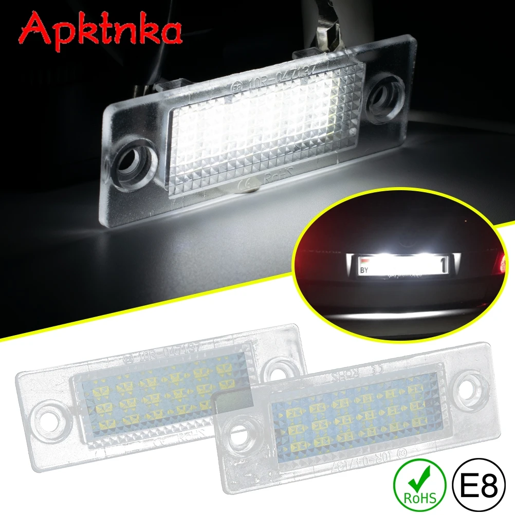 Apktnka 2pcs LED License Number Plate Light Lamp White Canbus For VW TRANSPORTER T5 CADDY TOURAN Golf Passat Super Bright