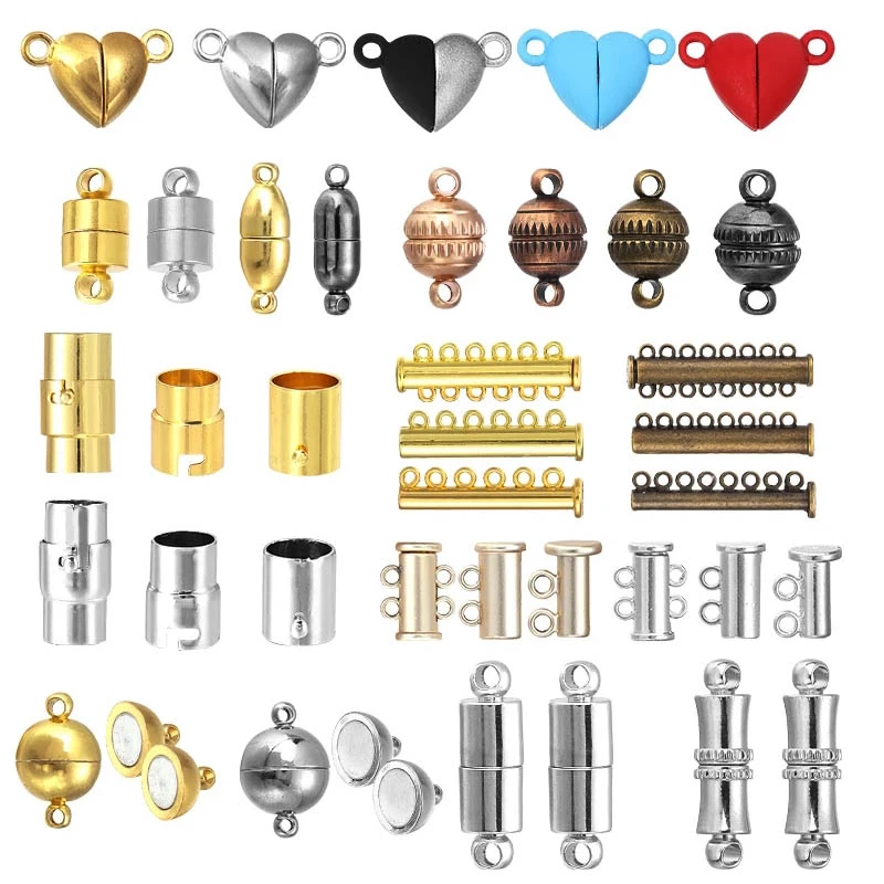 5-10 Sets Round Strong Magnetic Clasps Fit Bracelets Necklace Rhodium End Clasp Connectors for Makings Leather Bracelet Jewelry