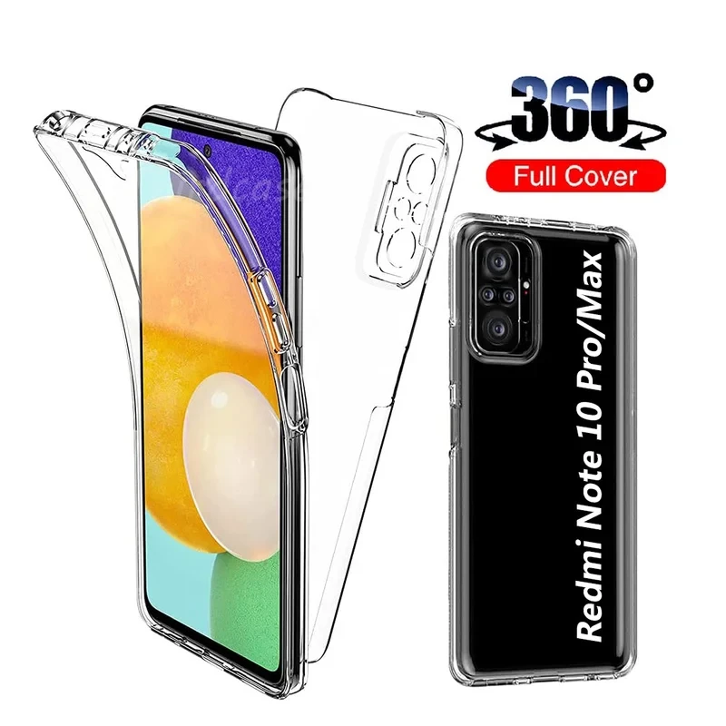 360 Double Protective Case for Xiaomi Redmi 10 9AT 9C 8A 7A 6 Pro Redmi Note 10 Pro 10s 9T 9S 8T 9Pro Full Body Shockproof Cover