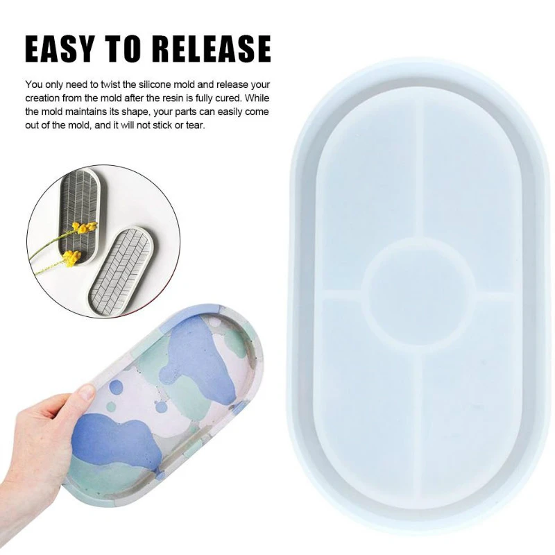 DIY Oval Mold Ashtray Mold Coaster Flexible Silicone Tray Mold Polygon Epoxy Resin Casting Molds Plaster Mold DIY Craft Tool