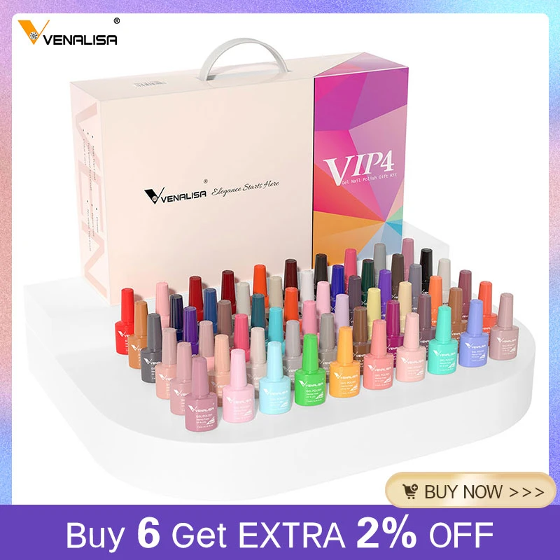 #61508 Venalisa VIP3 Set Kit 60 Colors Color Gel A Set Base/Top Gel Professional Nail Art Gel Beatiful Long-lasting Gel Polish