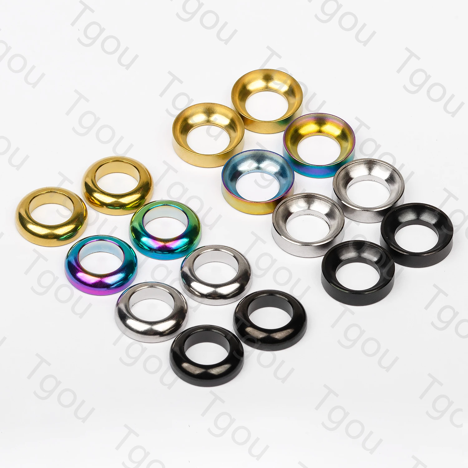 Tgou Titanium Gasket M6 Concave and Convex Washer Spacer for MTB Disc Brake Caliper Group Mounting Bolts 2pcs