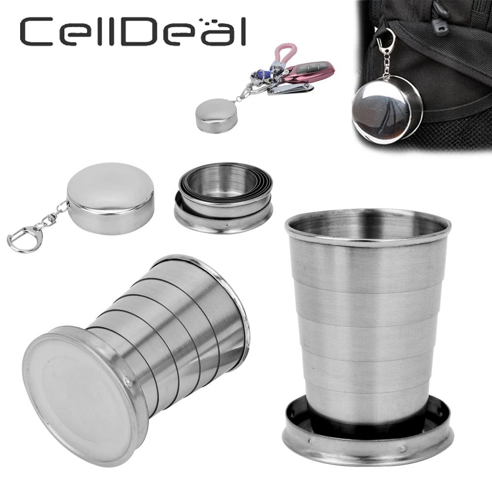 Portable Stainless Steel Foldable Cup 75ml/150ml/250ml Outdoor Travel Collapsible Telescopic Cup Hiking Camping Water Coffee Mug