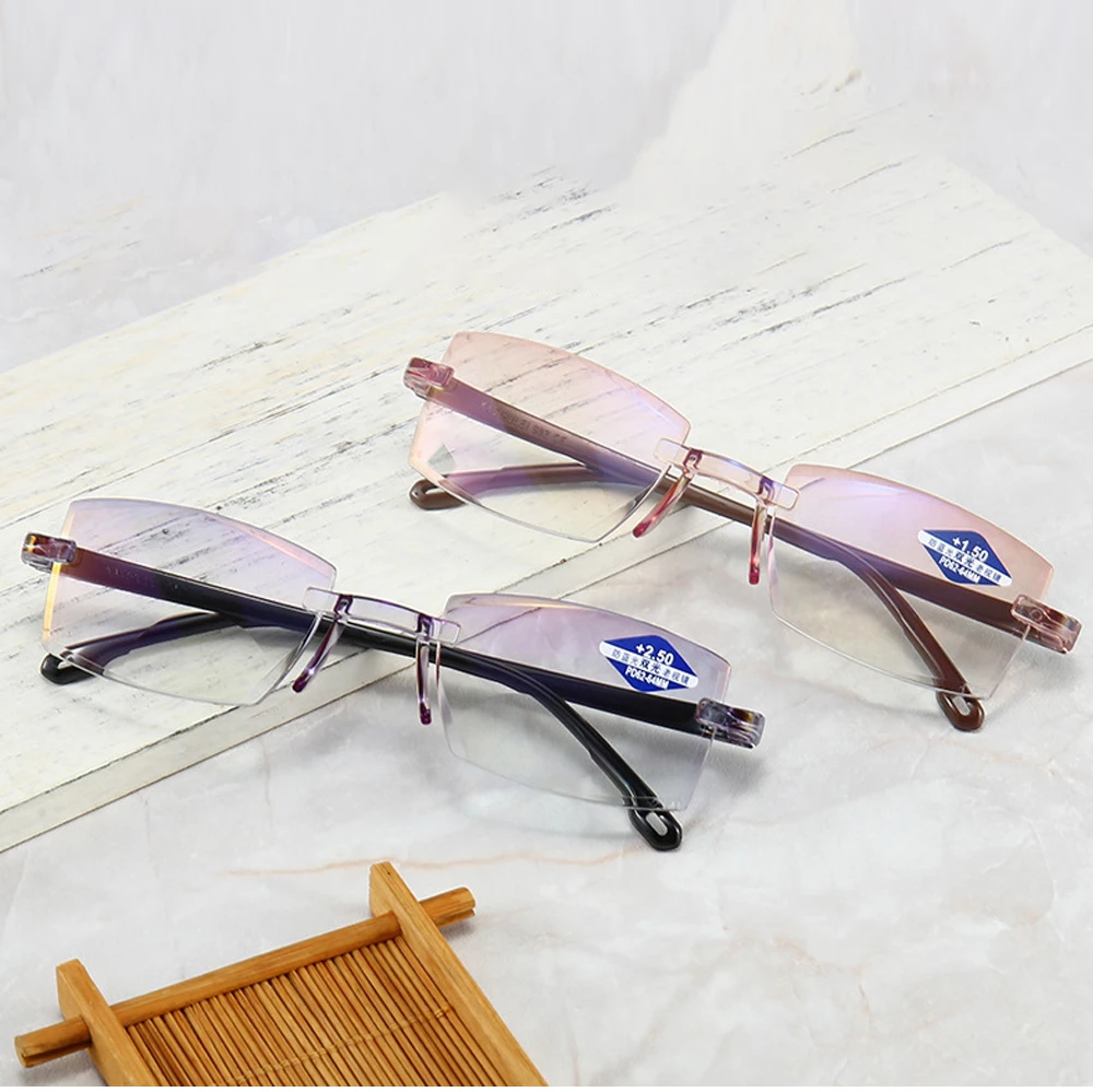 Women Rimless Reading Glasses Presbyopic Glasses +2.00 +3.00 Vasos Retro Eyewear  De Grau Feminino Prescription Glasses