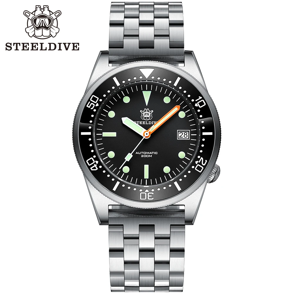 Steeldive Brand SD1979 Stainless Steel Bracelet Super Luminous C3 Blue Dial 200M Waterproof Dive Watch Men