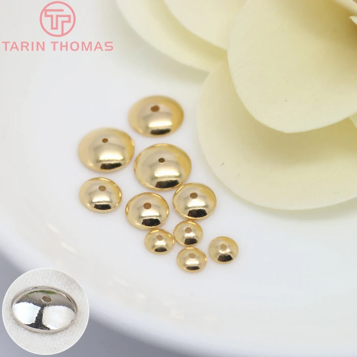 20PCS 4MM 6MM 8MM 10MM 12MM 24K Gold Color Plated Brass Glossy Beads Caps High Quality Diy Jewelry Accessories
