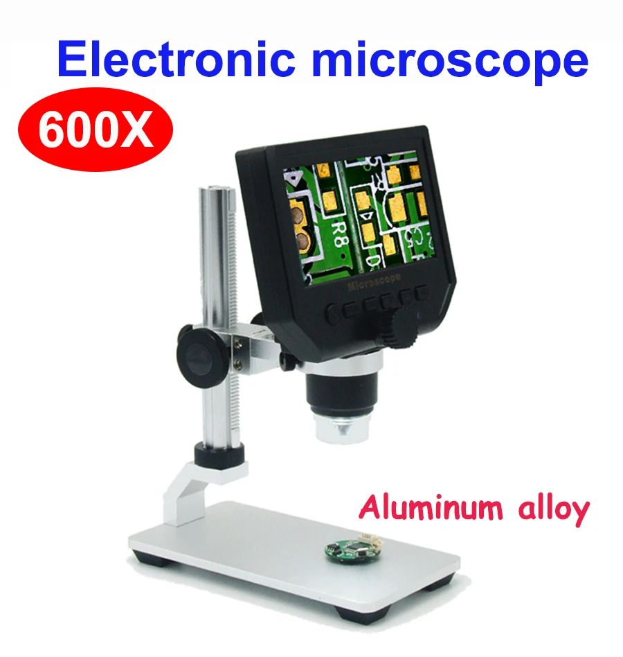 600X  digital microscope electronic video microscope 4.3 inch HD LCD soldering microscope  phone repair Magnifier +  metal stand