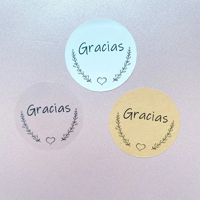 100Pcs Spanish Gracias Thank you Love wreath sealing sticker DIY decorative stickers gift package handmade 3.5CM