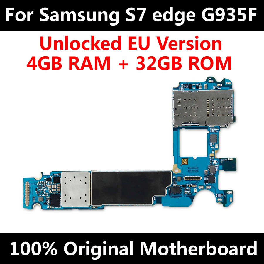 EU Version For Samsung Galaxy S7 edge G935F Motherboard Original MainBoard Unlocked With Chips IMEI OS Good Working Logic Board