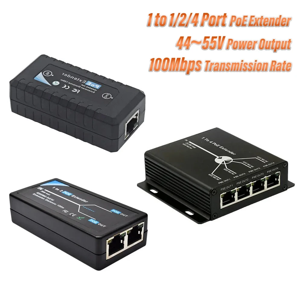 Pegatah 1 /2/ 4  Port PoE Extender IEEE802.3af 	poe extender for ip port max extend 120m transmission extender for ip camera