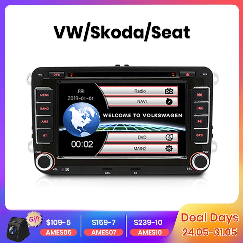 AWESAFE 2 Din 2Din Car Radio DVD Player For VW Golf 5 6 Touran Passat B6 B7 Sharan Jetta Polo Tiguan Skoda Seat GPS Autoradio