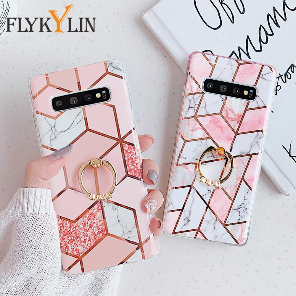 FLYKYLIN Plating Marble Case For Samsung Galaxy S20 FE S9 S8 S10 Note 10 Plus S10e S20 Ultra Cover Flower Silicone Phone Coque
