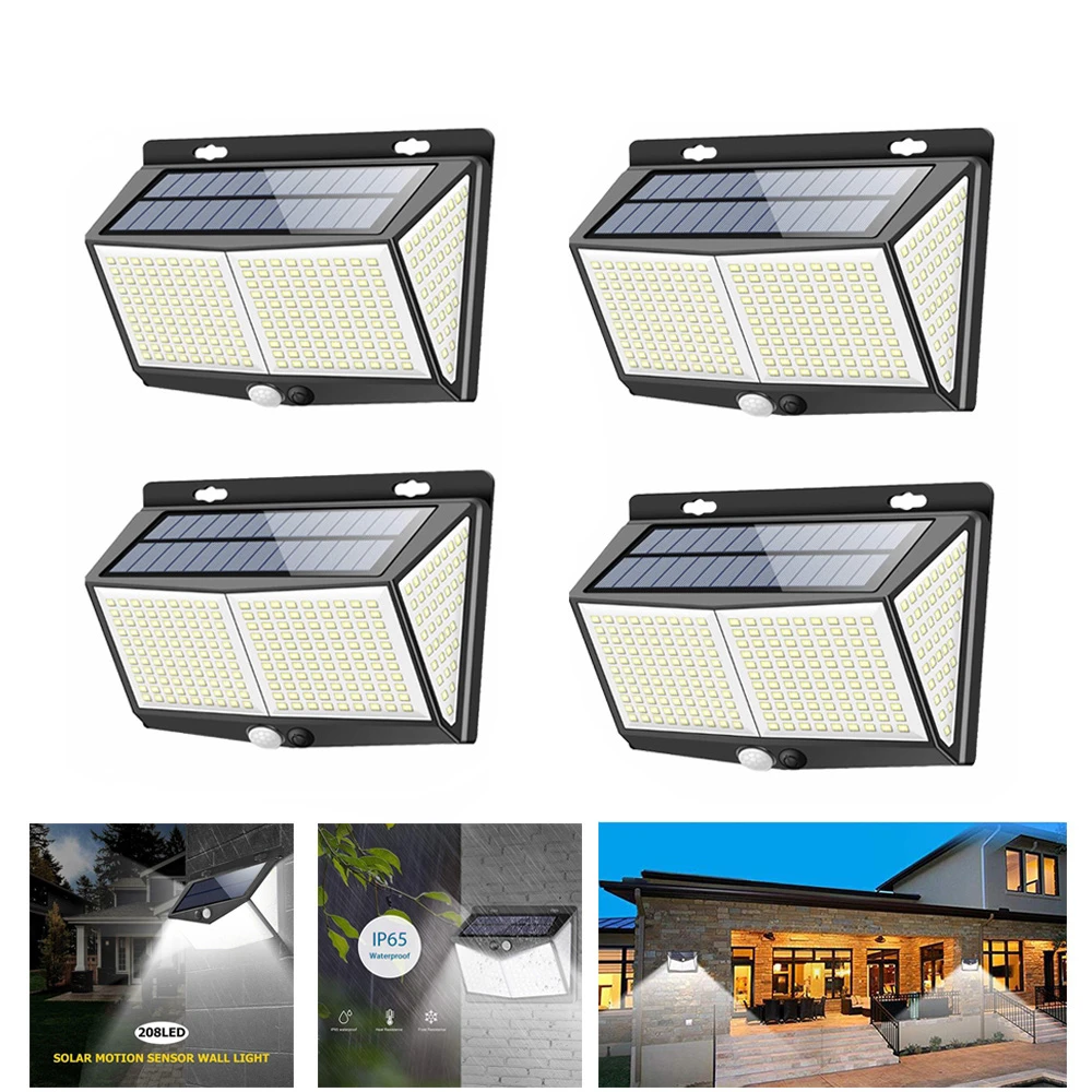 WAKYME 288 LED Solar Light Outdoors Motion Sensor Wall Light Garden Pathway Street Lamp Waterproof  Solar Powered Floodlight