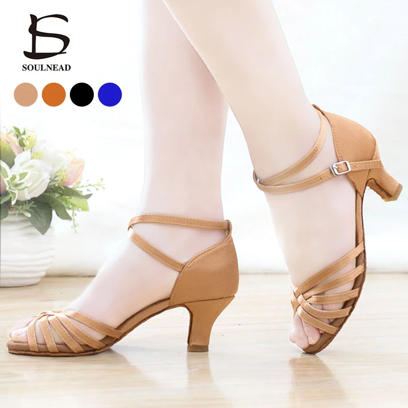 Salsa Latin Dance Shoes For Women Girls Tango Ballroom Dance Shoes High Heels Soft Dancing Shoes 5cm/7cm Jazz Dance Sandals