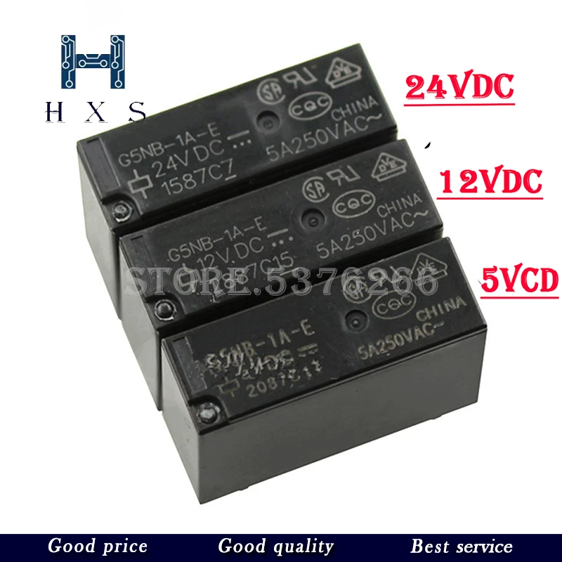 5PCS Power Relay G5NB-1A-E-5VDC G5NB-1A-E-12VDC G5NB-1A-E-24VDC G5NB-1A-E 5V/12V/24VDC 5A 4Pins A group of normally open