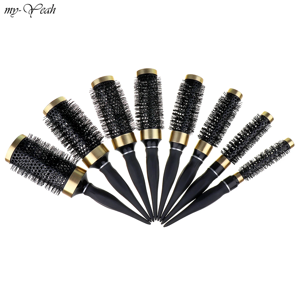 8 Size Iron Hair Brush Anti-Static High Temperature Resistant Round Barrel Hair Comb Drying Curling Barber Accessories DIY Home