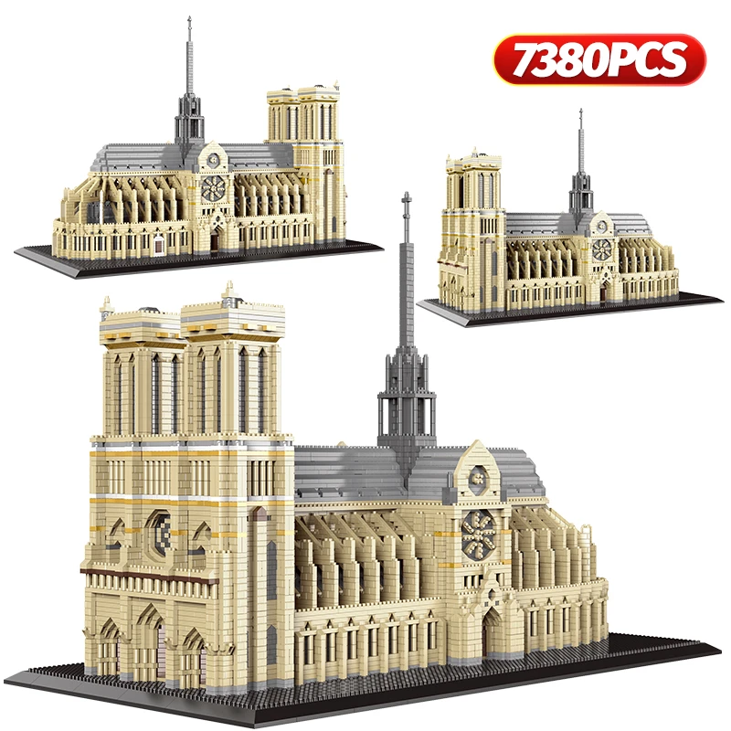 7380pcs+ Diamond Mini Notre-Dame DE Paris Model Building Blocks Church Architecture Tibet Potala Palace bricks Toys For Children