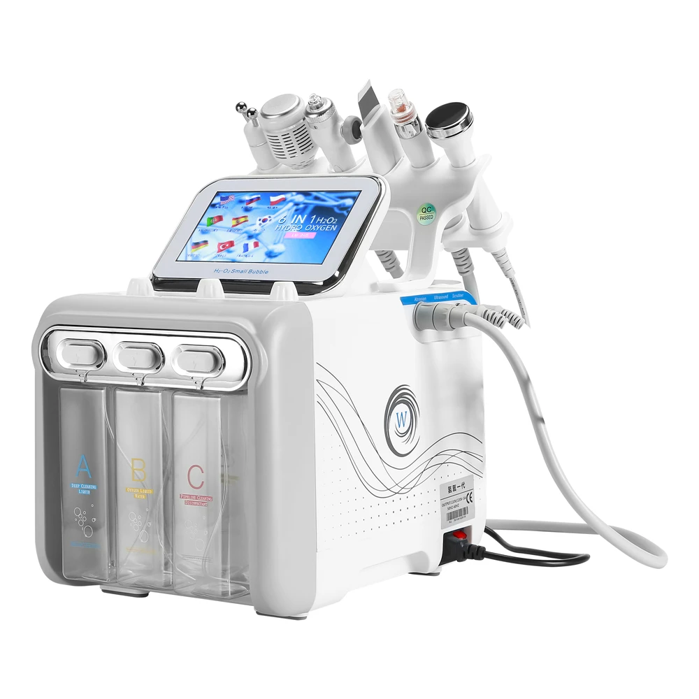 6 in1 H2-O2 Hydro Dermabrasion RF Bio-lifting Spa Facial Hydro Facial Microdermabrasion Machine Water Dermabrasion Beauty machin