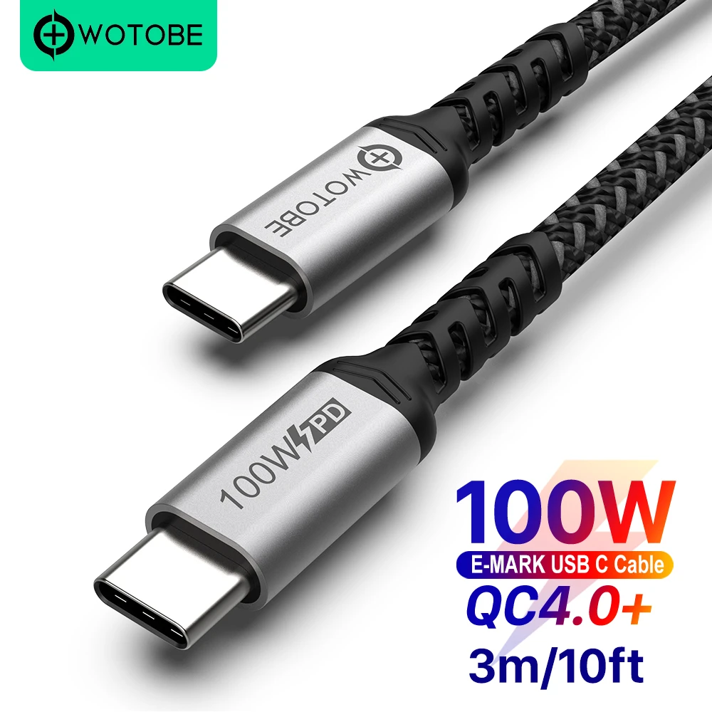 WOTOBE USB-C Cable 2m 5A E-MARK PD100W for  PD 25W 45W 65W 87W 96W for S10 S20 Note10/20 PPS 45W Power Adapter Type-c laptops