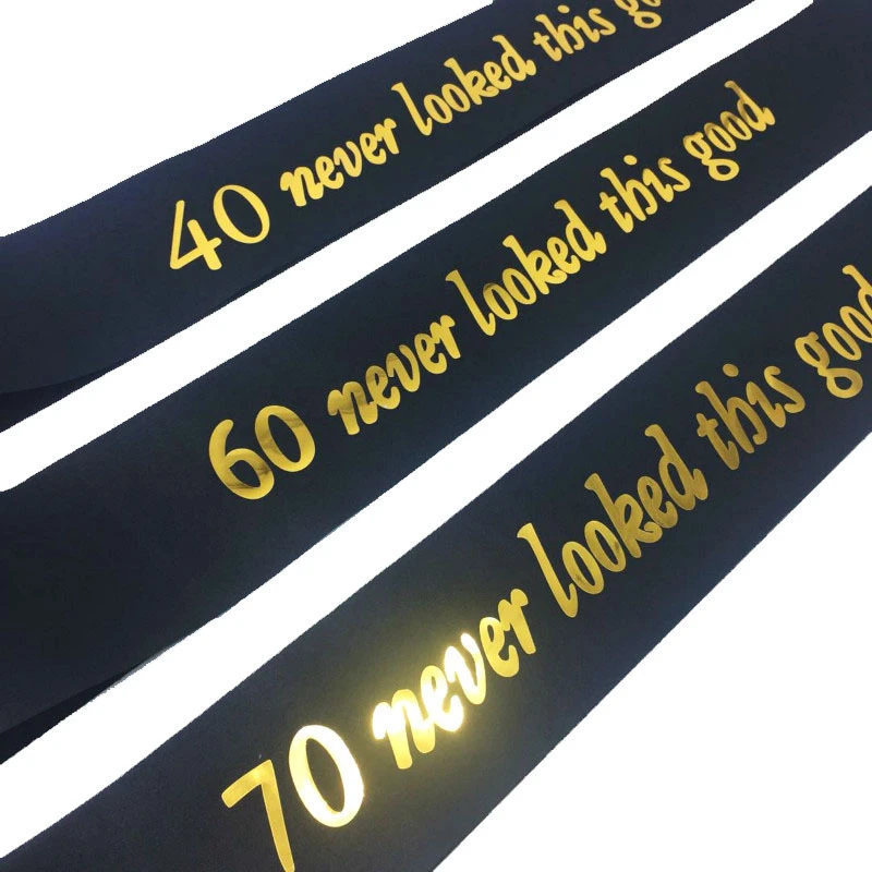 Gold Glitter Happy Birthday Party Favor Sash 16 18 30 40 50 60 70 Satin Sash Birthday Gifts Bachelorette Party Decorations Adult