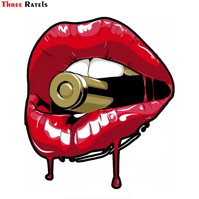 Three Ratels FTC-836# 14X16CM Red Lips Bullet PVC Car Decal Sticker Decoration Stationery DIY Ablum Diary Scrapbooking