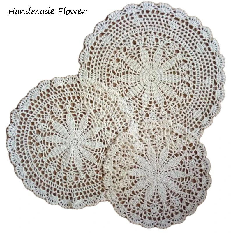 7color New Round lace cotton table place mat pad Cloth crochet placemat cup mug wedding tea dish coaster Christmas doily kitchen
