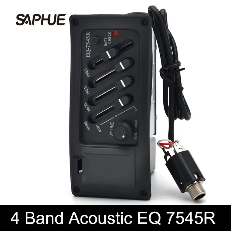 Professional 4 Band Acoustic Guitar Preamp Amplifier EQ 7545R Pickup 6.5MM Output Acoustic Guitar Acceseories Drop Shipping
