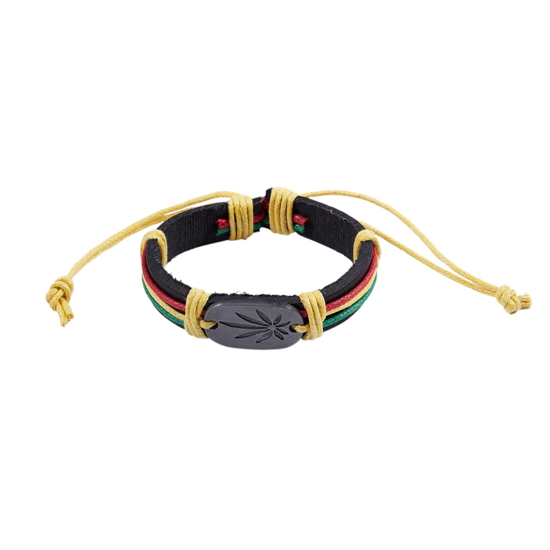 Rasta Jamaica Reggae Leather Bracelets Bangles For Women Man Cuero Pulseiras Bijoux