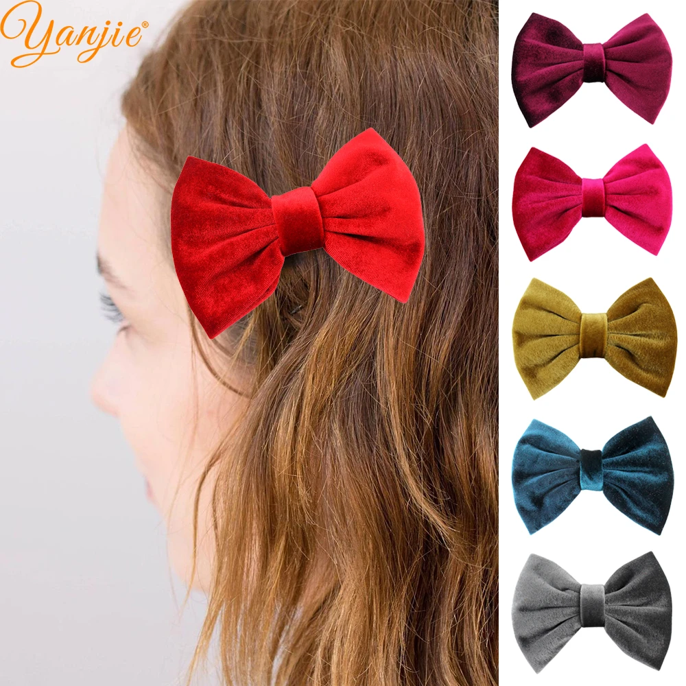 YANJIE 10pcs/lot Velvet Hair Bows Barrette 5