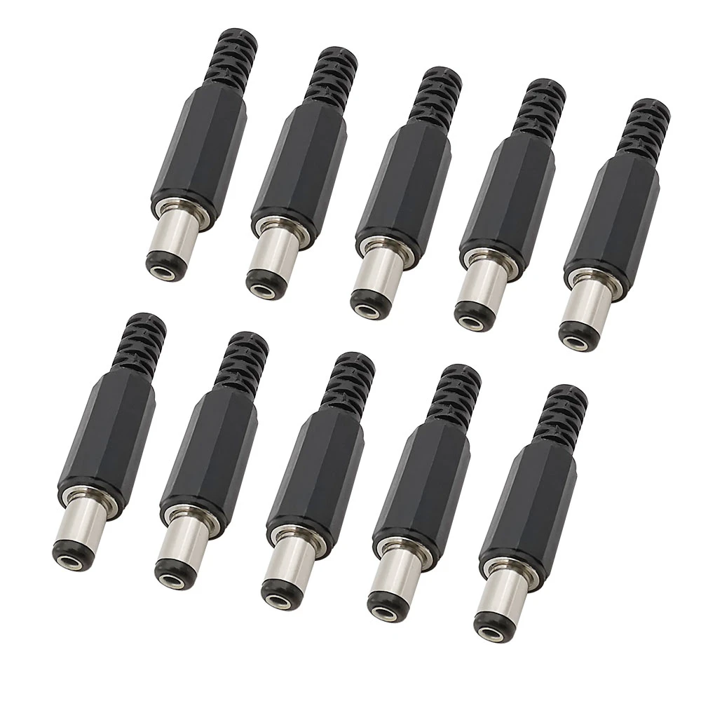 10Pcs/lot 5.5mm x 2.1mm DC Power Plug Connector 5.5*2.1 DC Supply Plastic Male Socket Adapter Wire Connector Plugs Length 9mm