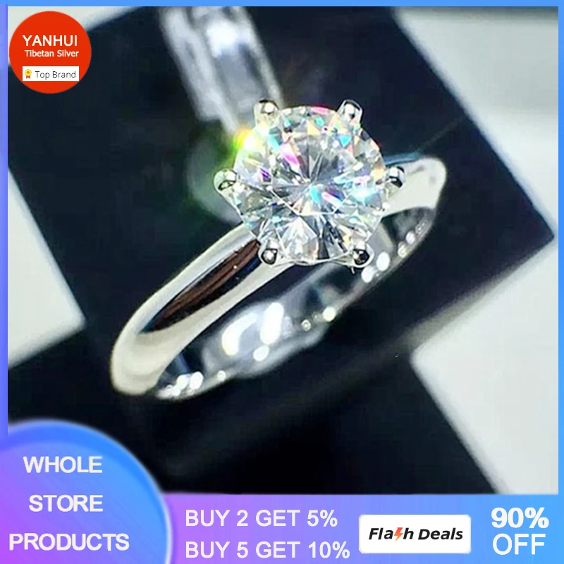 Sell at a loss! Luxury Classic 1 Carat Lab Diamond Ring With Certificate 18KRGP Stamp White Gold Pt Wedding Bands For Women Gift