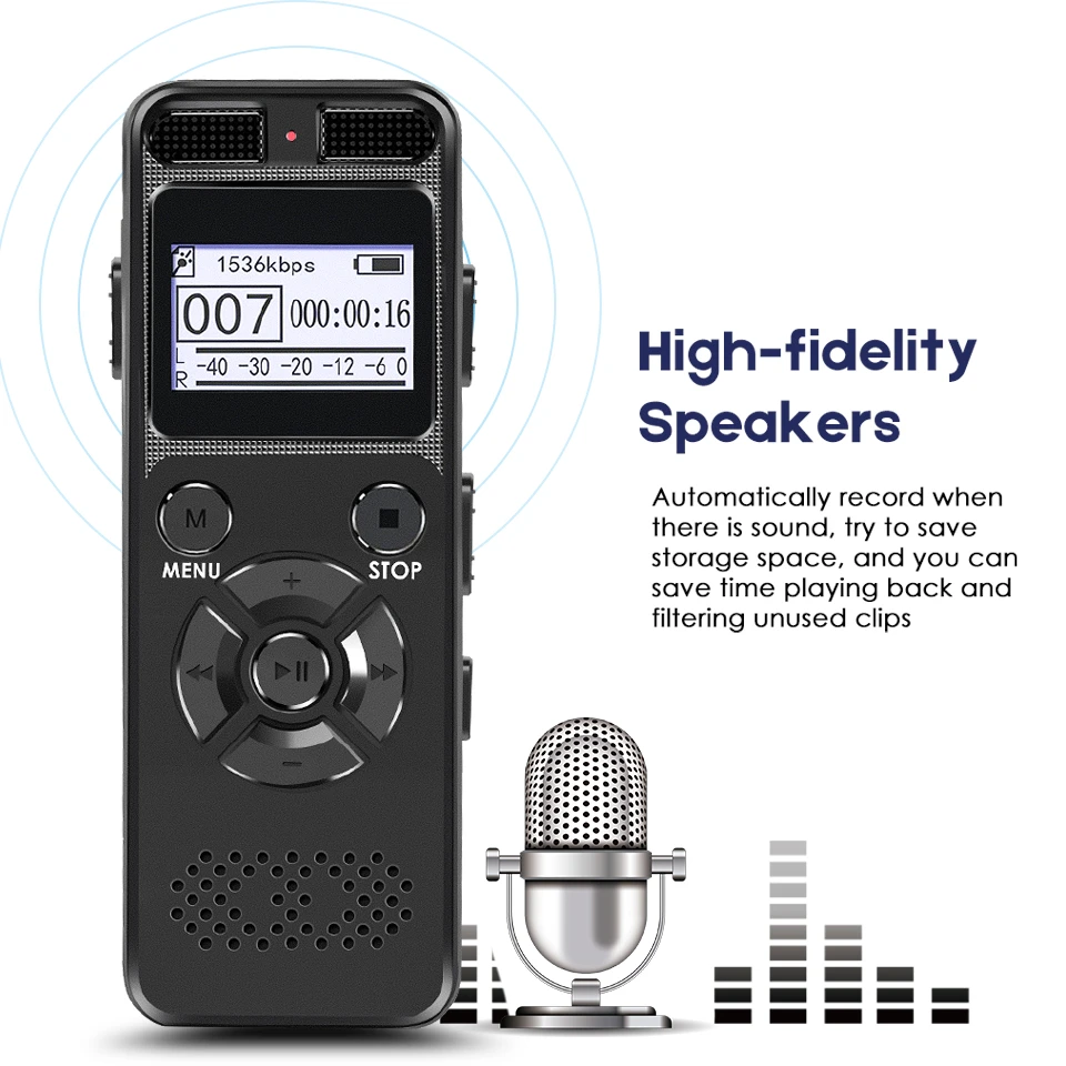 Secret Digital Audio Voice Recorder 8GB 16GB Professional Portable Recorder MP3 For Business Support Up to 64G TF Card V32