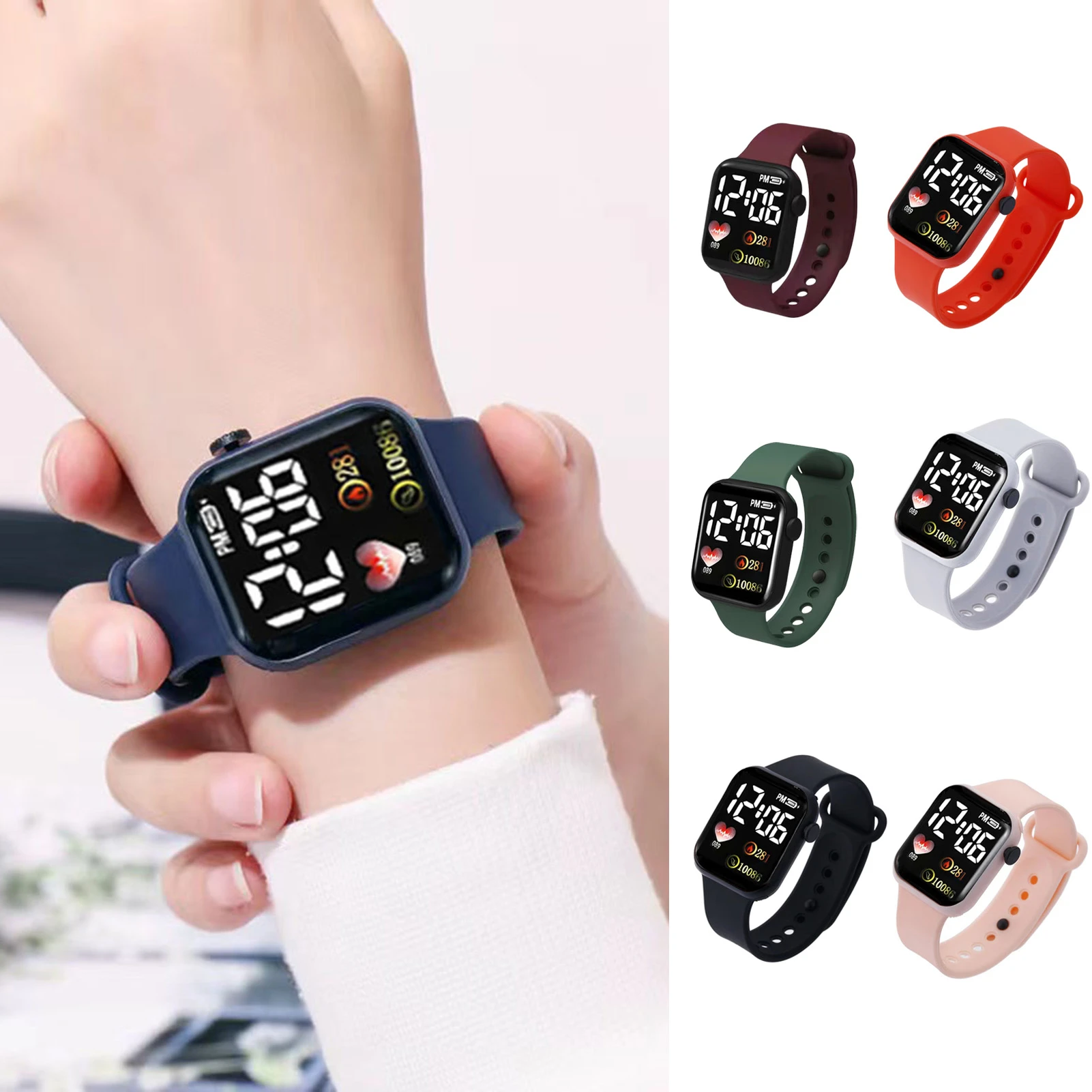 LED Electronic Sport Silicone Kids Watch Fashion Casual Outdoor Digital Display Watches Simple Kids Girls Boys Gift Clock Reloj