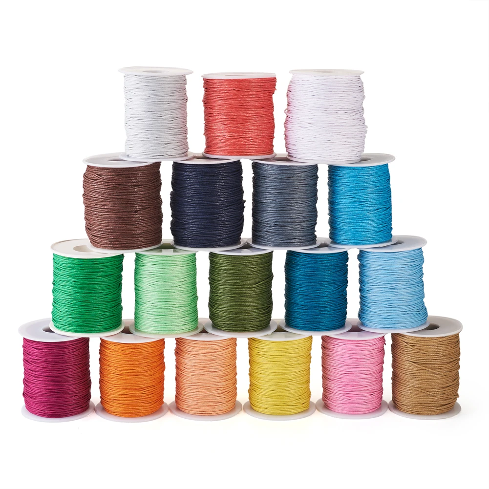 1mm 100yard Waxed Cotton Thread Cord String Strap for Jewelry Necklace Bracelet DIY Braided Making Accessories 24 Colors F50