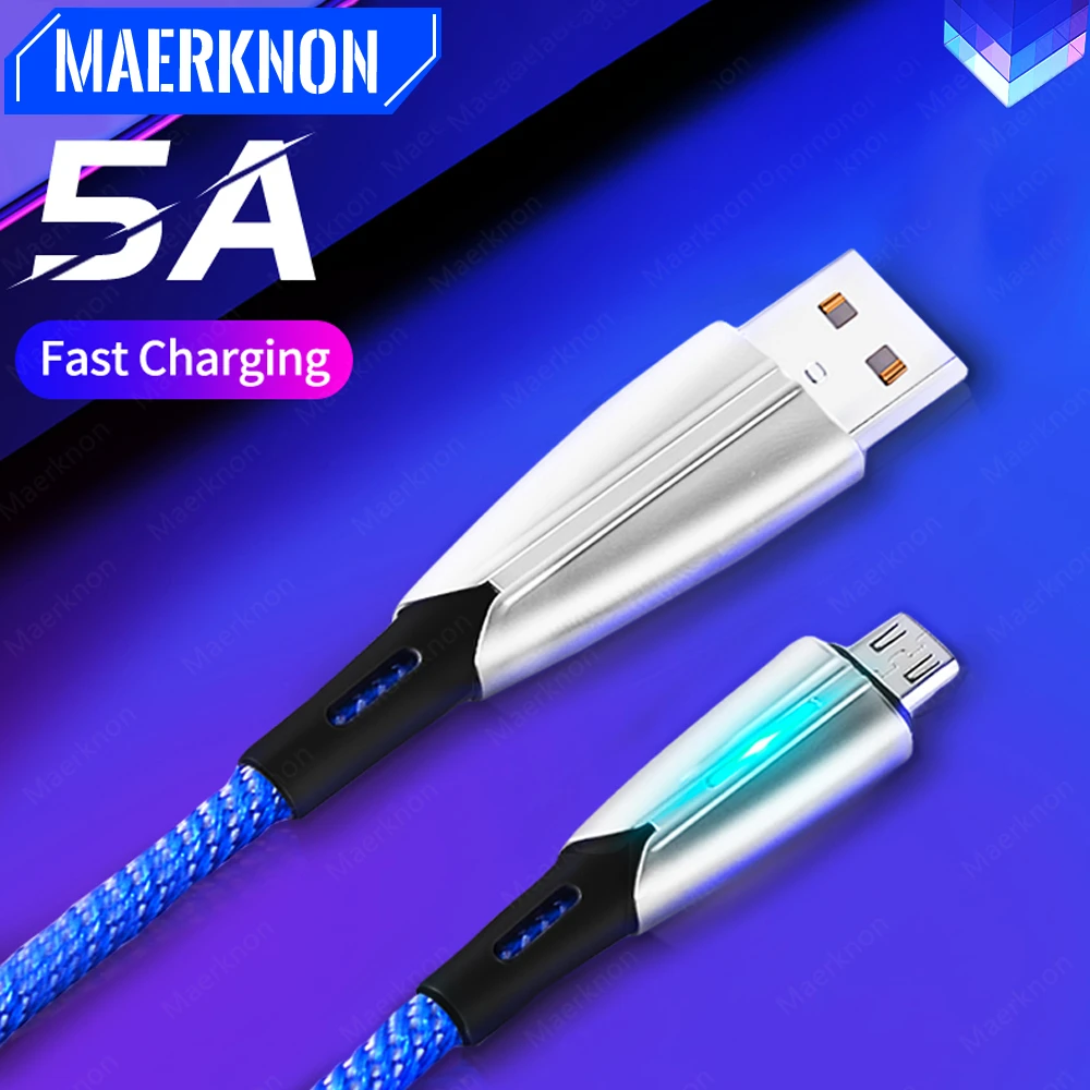 5A Micro USB Cable Fast Charging USB cables for mobile phones Charger Cable For xiaomi mi 10 Samsung S8 S7 LED Micro USB Cables