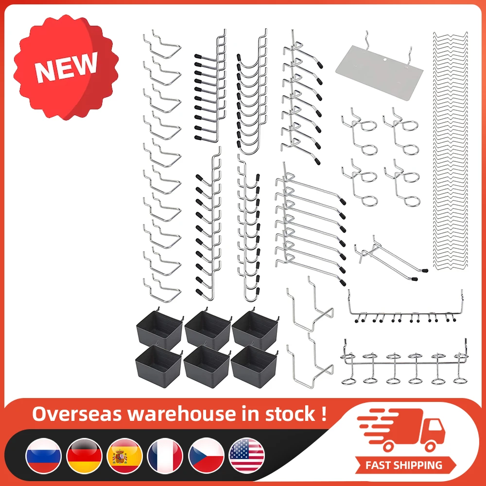 114pcs/140pcs Metal Pegboard Hooks Pegs Board Organizer Assortment Kit Peg Locks Garage Work Shop Storage Hanging Applications